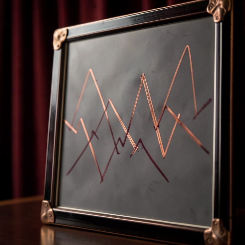 Close view of hand-annotated corrective wave patterns on smoked-glass chart board